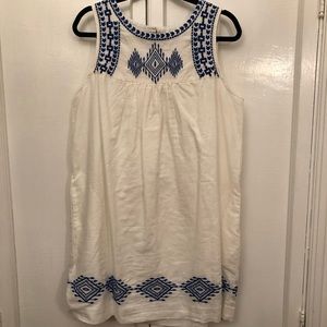 J Crew Factory white sundress with blue stitching